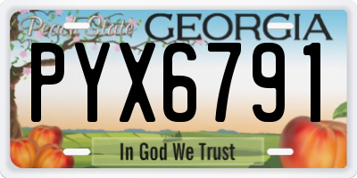 GA license plate PYX6791