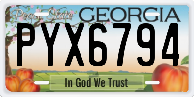 GA license plate PYX6794