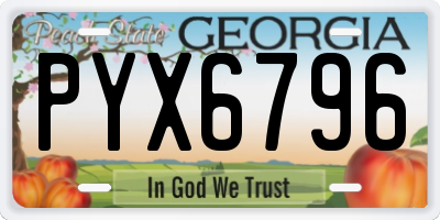 GA license plate PYX6796