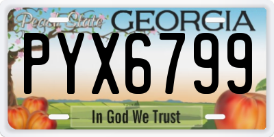 GA license plate PYX6799