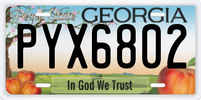 GA license plate PYX6802