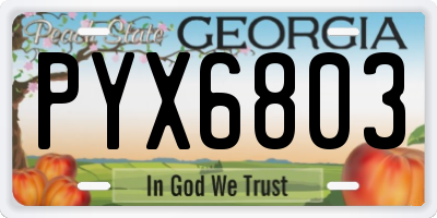 GA license plate PYX6803