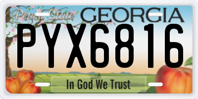 GA license plate PYX6816