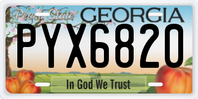GA license plate PYX6820