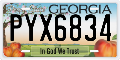 GA license plate PYX6834