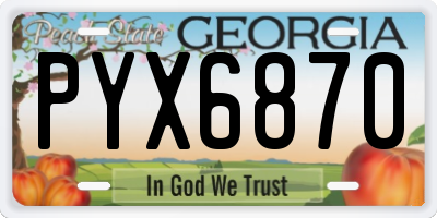 GA license plate PYX6870