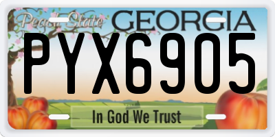 GA license plate PYX6905