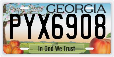 GA license plate PYX6908
