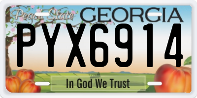 GA license plate PYX6914