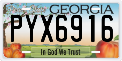 GA license plate PYX6916