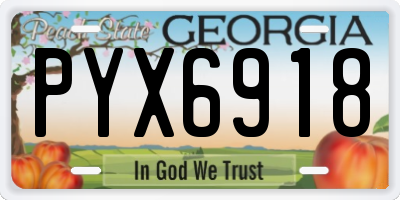 GA license plate PYX6918