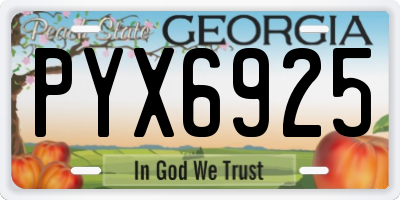 GA license plate PYX6925