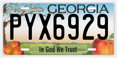 GA license plate PYX6929