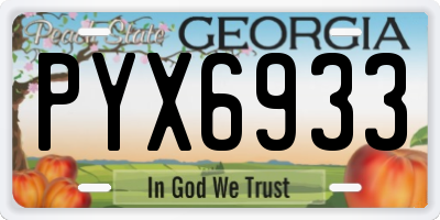 GA license plate PYX6933