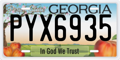 GA license plate PYX6935