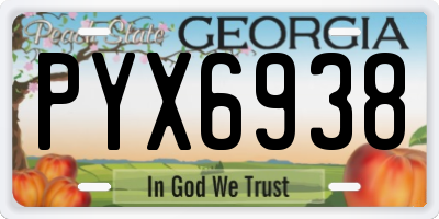 GA license plate PYX6938