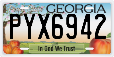 GA license plate PYX6942
