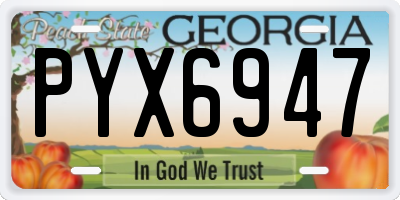 GA license plate PYX6947