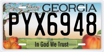 GA license plate PYX6948