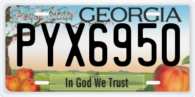 GA license plate PYX6950