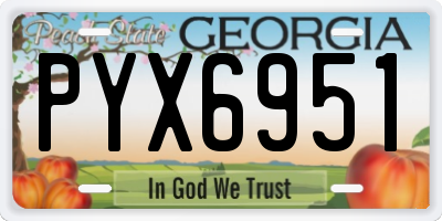 GA license plate PYX6951