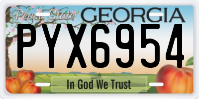 GA license plate PYX6954