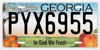GA license plate PYX6955