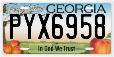 GA license plate PYX6958