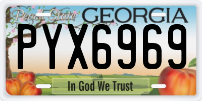 GA license plate PYX6969