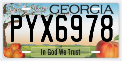 GA license plate PYX6978