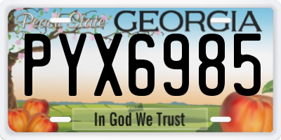 GA license plate PYX6985