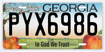 GA license plate PYX6986