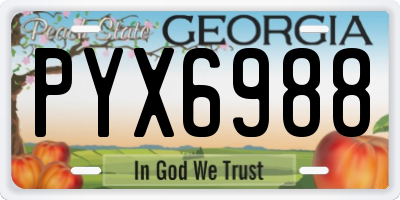 GA license plate PYX6988