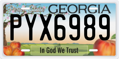 GA license plate PYX6989
