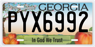 GA license plate PYX6992