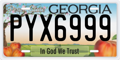 GA license plate PYX6999