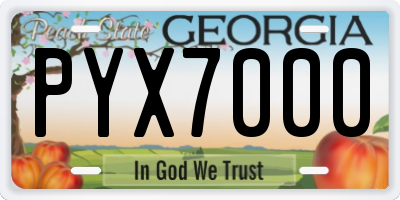 GA license plate PYX7000
