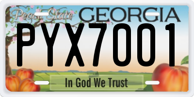 GA license plate PYX7001