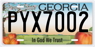 GA license plate PYX7002