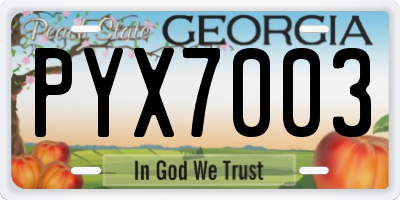 GA license plate PYX7003
