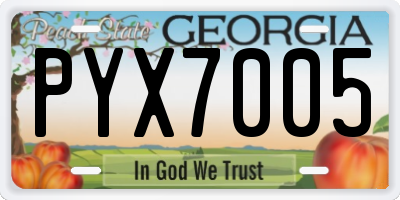 GA license plate PYX7005