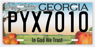 GA license plate PYX7010