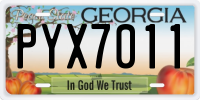 GA license plate PYX7011