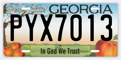 GA license plate PYX7013