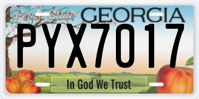 GA license plate PYX7017