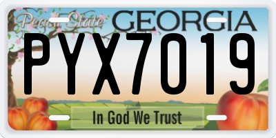GA license plate PYX7019