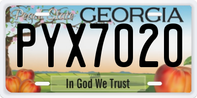 GA license plate PYX7020