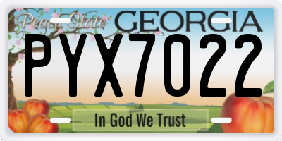 GA license plate PYX7022