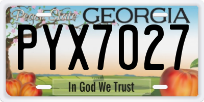 GA license plate PYX7027