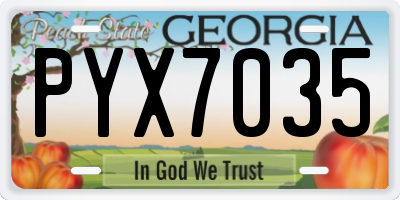 GA license plate PYX7035